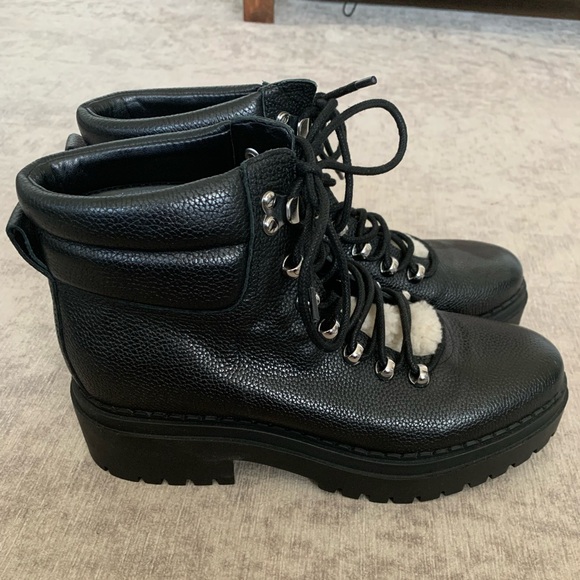 Marc Fisher Black Genuine Shearling
Lug Sole Bootie Size 8.5 New - Picture 4 of 5